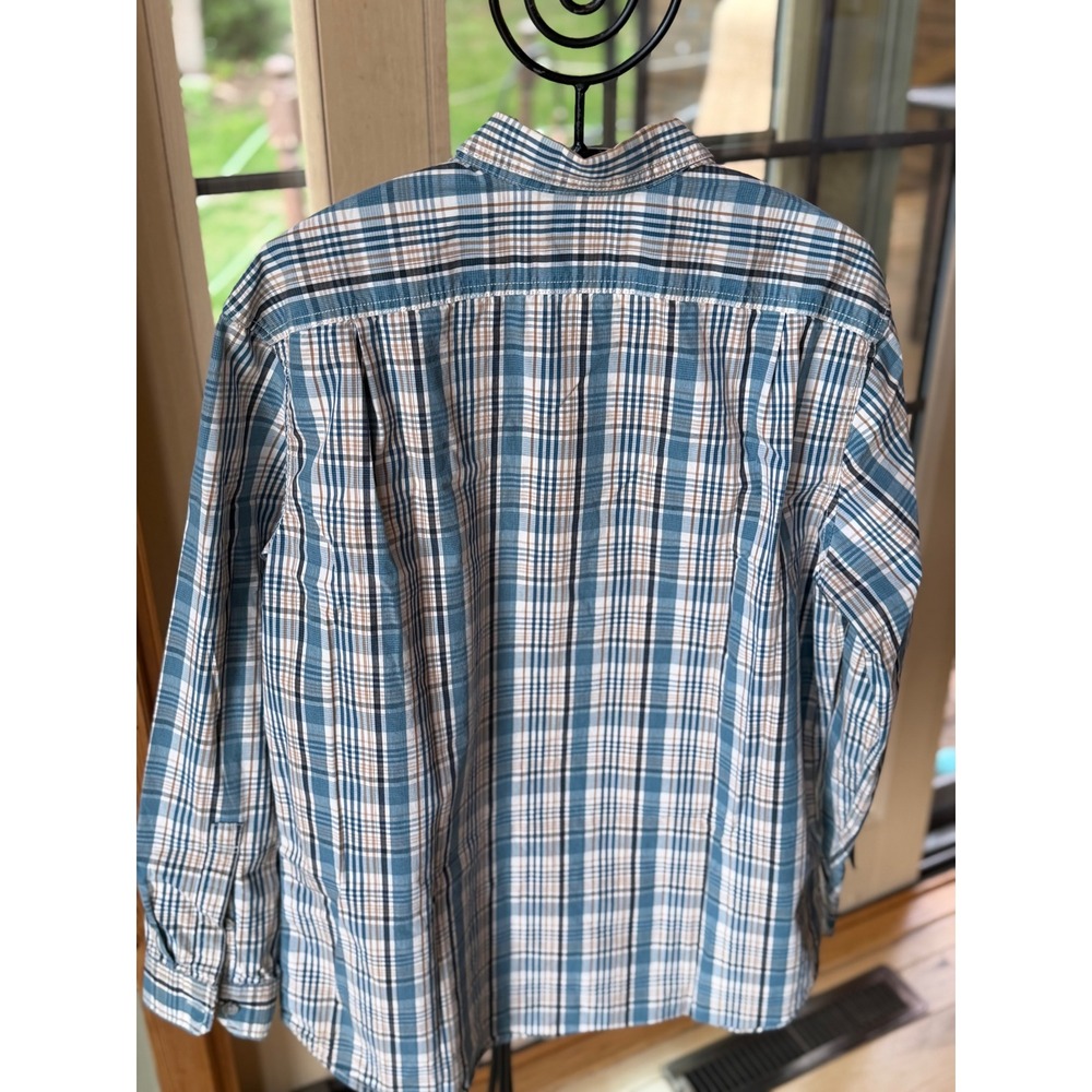 Eddie Bauer Mens Large Classic Fit Plaid Button Down Shirt Blue Teal Cotton L - Picture 2 of 8